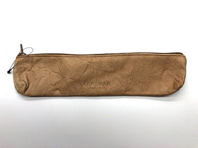 Zerimar Pencil Make Up Brushes Case Tan Womens Leather Zip 10''x2.5''
