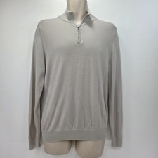 Marks and Spencer Merino Wool 1/4 Zip Jumper Men’s Size Large Stone Autograph