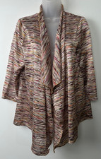 NEW Chico s Travelers Open Front Cardigan womens M Slinky jacket Multi 109 D56