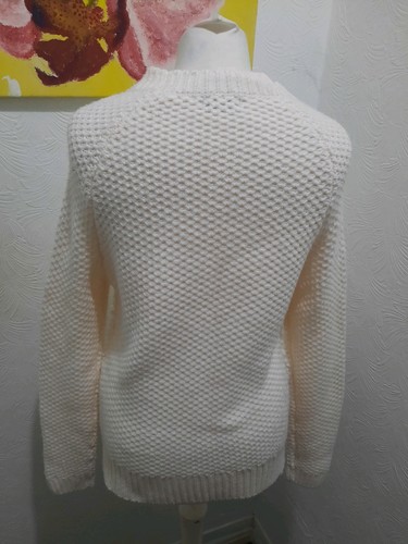 F&F white cream jumper cable knit top blouse size 10 38 ladies sweater ivory - Picture 8 of 12