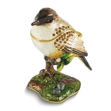 Bejeweled AVES Eastern Phoebe Flycatcher Bird Trinket Box