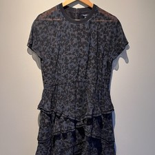 Madewell Womens Inkspot Leopard Mini Dress Ruffle Skirt Size 8-10