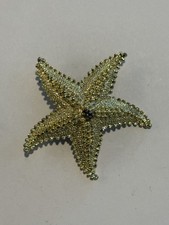 Vintage Gold Tone Textured Starfish Brooch Pin 2" Nautical Beach Coastal Jewelry