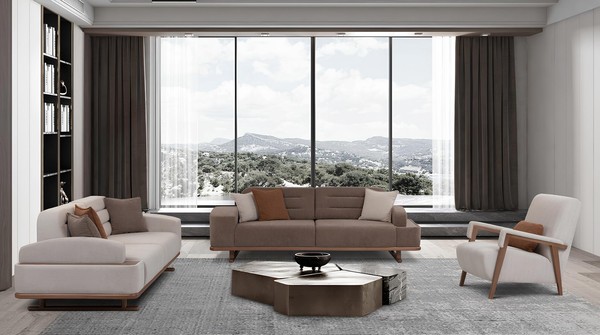 Komfortables 3-Sitzer Sofa Und Sessel Set FüR Modernes Design-image