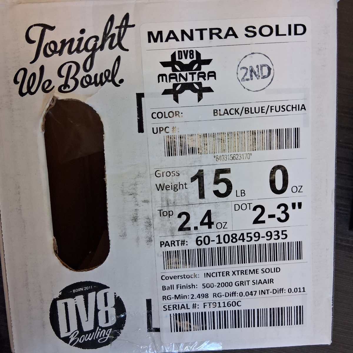 DV8 Mantra Solid BOWLING ball 15 lb. NEW IN BOX!!! #160 | eBay