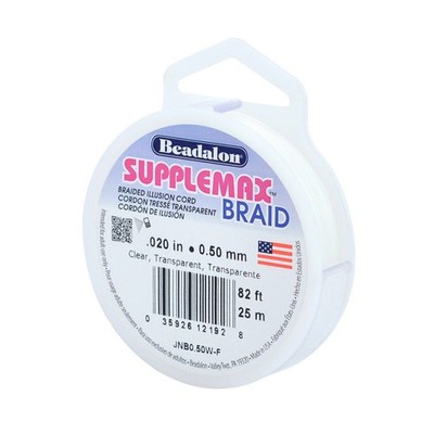 Beadalon  SuppleMax  Geflochtene Nylon Schnur .020in/0.50mm Klar Farbe (25m)