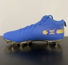 Size 13 Wide Under Armour Nitro Mid MC Blue/Gold Football Cleats 3021426-407 — photo 2