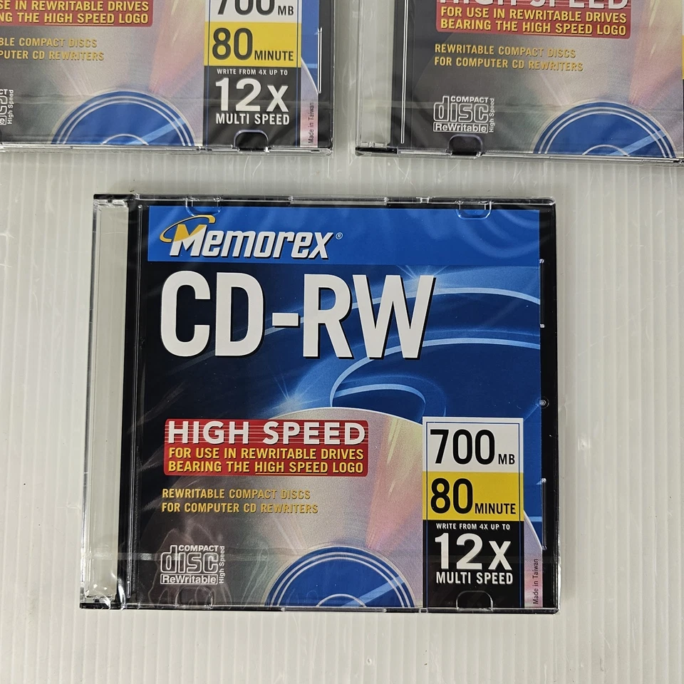 3 MEMOREX CD-RW 3 Pack 12X 700MB 80 Min Compact Discs NEW - Image 2 of 3