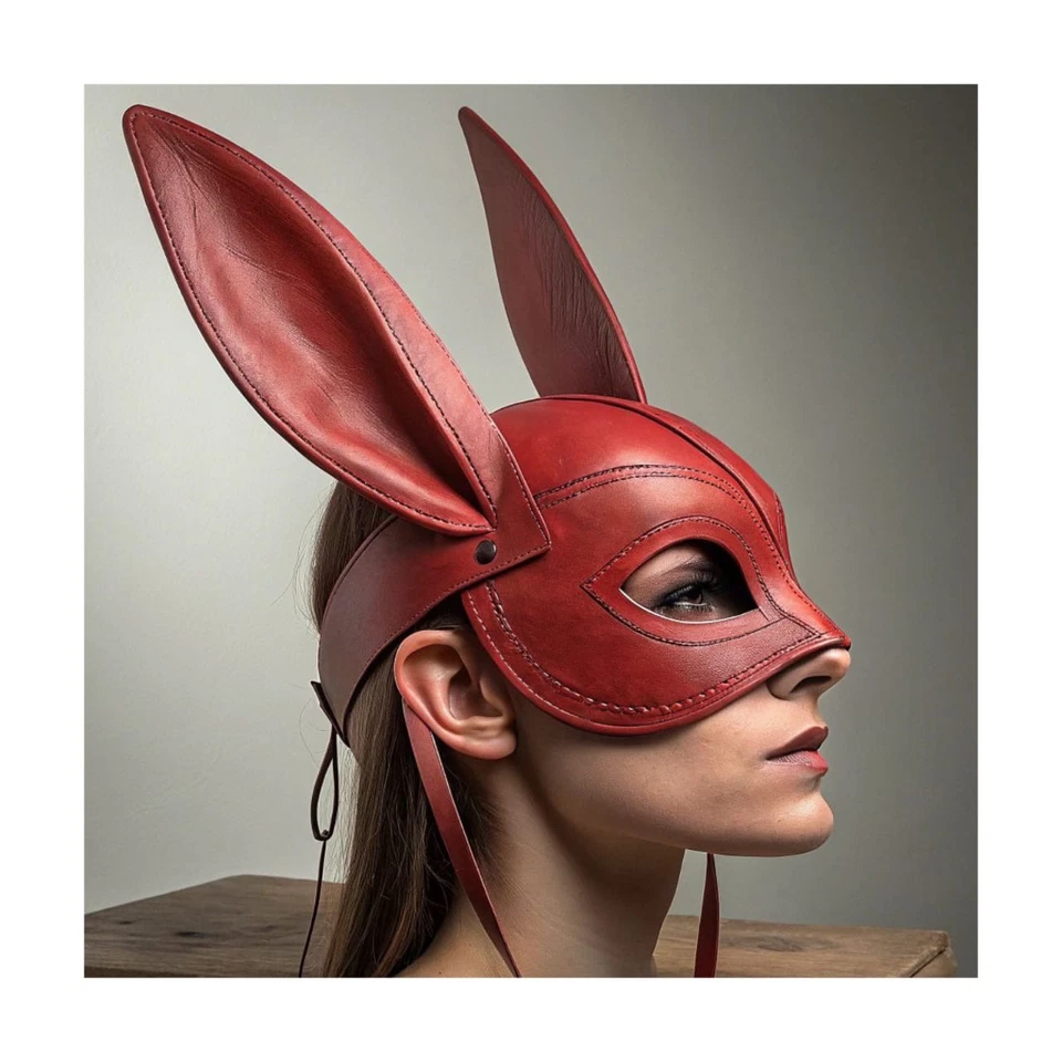 Leather Rabbit Mask – Bunny Cosplay Face Mask – Costume Accessory - Image 2 of 4