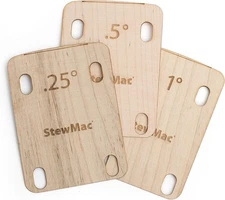 StewMac Neck Shims for Guitar, Made of Solid Maple, For Bolt-on Neck, Shaped,...
