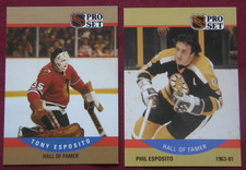 1990 Pro Set #403/659 - Phil Esposito/Tony Esposito - Boston Bruins/Blackhawks