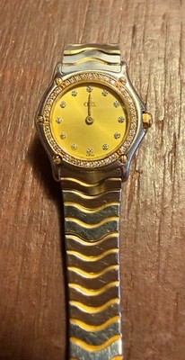 Ebel Wave Stainless Steel and 18kt yellow gold and Diamond dial and bezel Watch