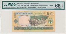 Banque Nationale Rwanda 100 Francs 2003  PMG  65EPQ