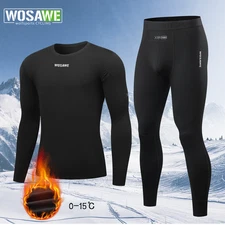 WOSAWE Men Winter Base Layer Sets Thermal Fleece Undershirt & Compression Tights