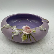 Vintage Lefton China Lavender Ladies Ashtray Jewelry Dish Hand Painted