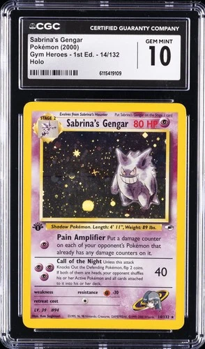 2000 POKEMON GYM HEROES 1ST EDITION #14 SABRINA'S GENGAR CGC 10
