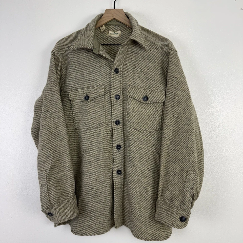 LL Bean Men’s Jacket Wool Size Large Tan Winter Chore Jacket - Image 2 of 4