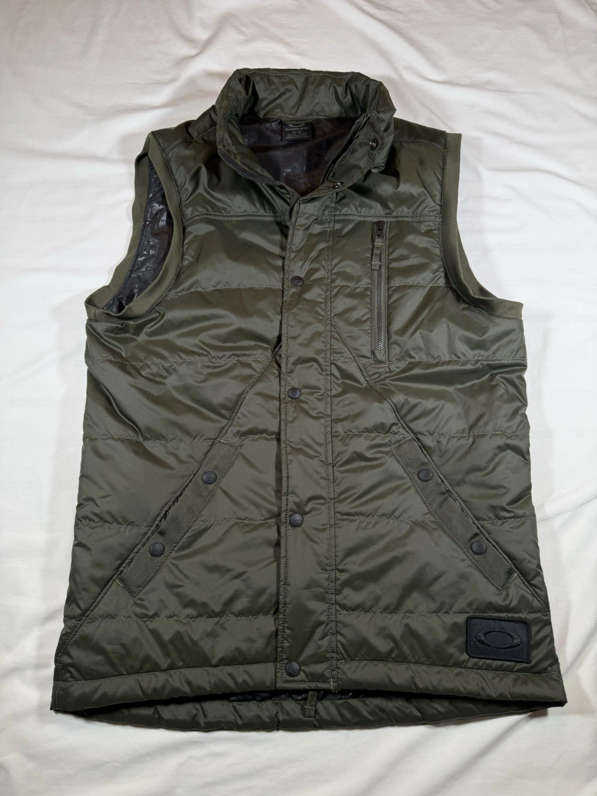 Oakley Men’s Green Quilted Vest Thermal Insulated Ski Golf Men’s Sz M