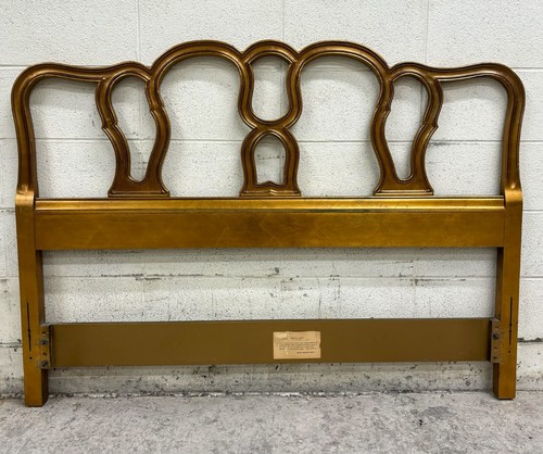 Vintage Full Size Drexel Touraine French Provincial Gold Painted Wood Headboard - Picture 4 of 10