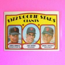 1972 Topps #232 Chris Arnold/ Jim Barr/ Dave Rader, Giants Rookies NrMt NM, RC