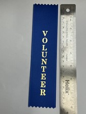Trade Show Convention Title Ribbon VOLUNTEER 2" x 8"  Blue Package of 25