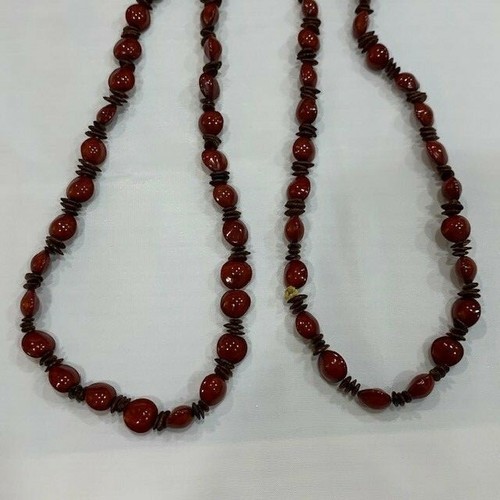 Dunkelrote und schwarze lange Strang Perlenkette - Bild 4 von 4