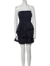 Alice + Olivia Navy Blue Ruffle Cocktail Mini Strapless Dress Size 6