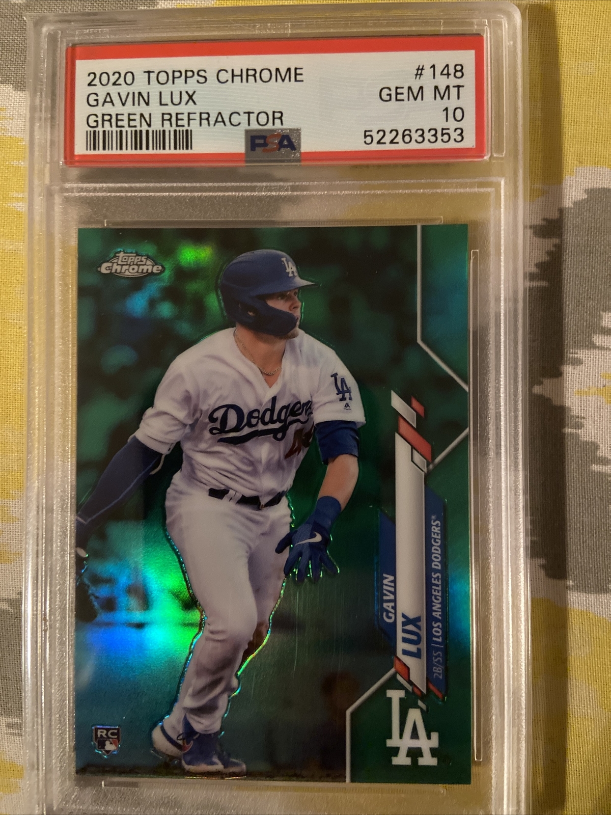 2020 Topps Chrome #148 Gavin Lux Rookie RC Green Refractor /99 PSA 10