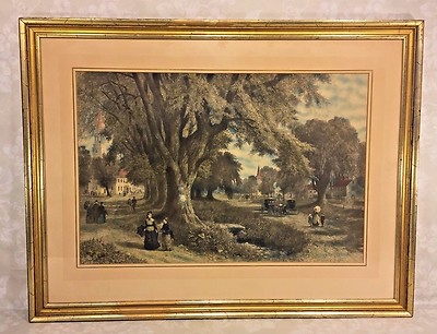 Ant Albert Fitch Bellows Hand Colored Engraving The Village Elms Framed Matted
