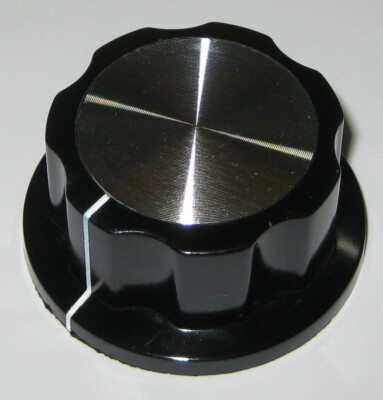 Instrument Ribbed Skirted 1-3/4'' Knob   1/4'' ID   Brass Insert - Aluminum Top