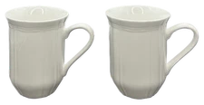 Mikasa Antique White Mug Coffee Cocoa Bone China Set of 2