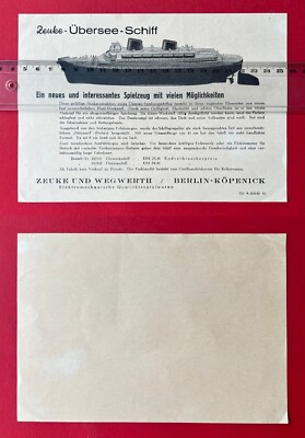 GDR advertising brochure sheet Zeuke and Wegwerth toys Berlin 1955 (f23009