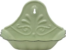 Green Enamel Soap Dish Vintage Reproduction Wall Mountable Retro 4.5x6 CWI