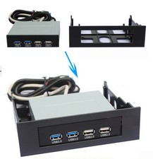 3.5" to 5.25" Drive Bay Caddy HDD Tray Adapter Mounting Bracket USB Hub Floppy