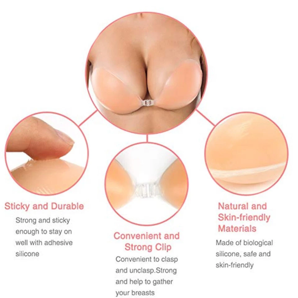 Silikon BH selbstklebend - Magic Klebe Push-Up Bra transparent; Gel rückenfrei - Bild 3 von 4