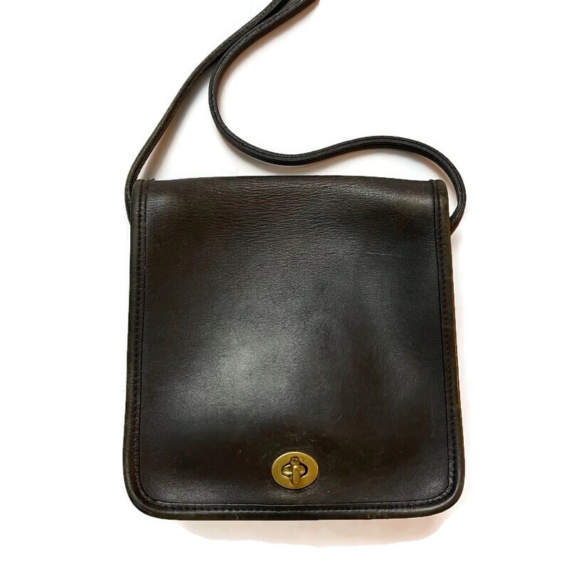 バッグ Vintage Coach Turnlock Accessory Pouch Coach Vintage Compact Pouch Bag Black Leather Shoulder Bag