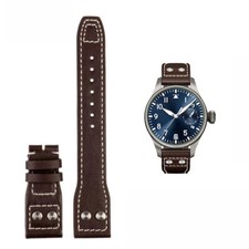20 21 22MM BLACK LEATHER WATCH STRAP BAND MADE FOR IWC BIG PILOT AVIATION BROWN