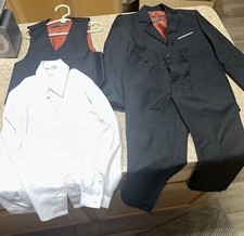 Yuan Lu Boys Size 6- 4 Piece Suit Jacket/ Vest/ Pants Tux W/ Pleated White Shirt