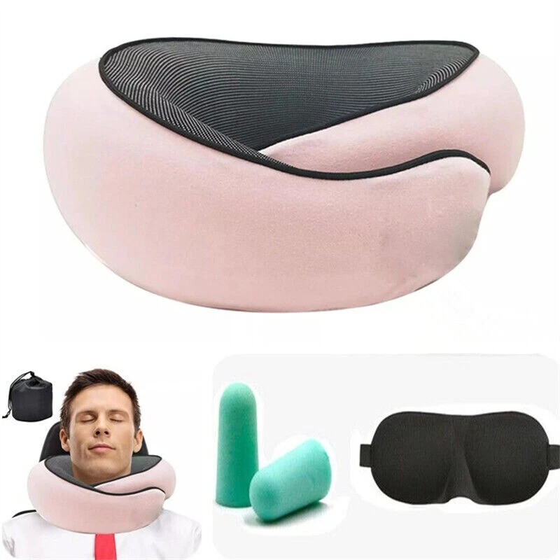 Memory Foam Travel Neck Pillow with 40oz Rose Car Tumbler Essentials  