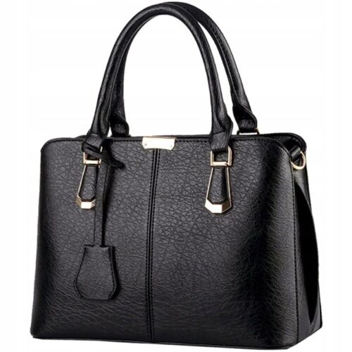 Damen schwarz weiches Leder Handtasche für Damen Kosmetiktasche Make-up Luxus Tasche - Bild 1 von 5