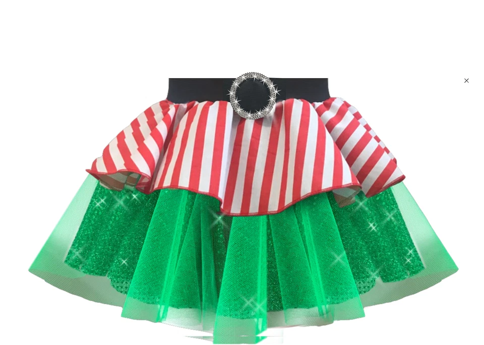 Girl Elf Fancy Dress Christmas Party GIRLY Santa Costume skirt 12 inch Length - Image 2 of 3