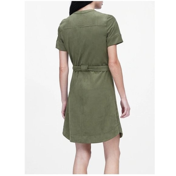 slim fit dress slacks Banana Republic Olive Green Safari Collared Button Front Dress main image 0