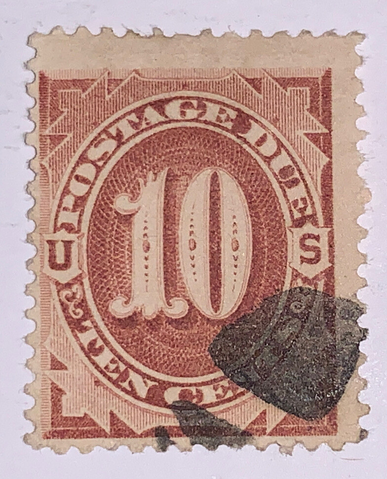 Travelstamps:1884-1889 US Scott# J19, Used, NG , Postage Due , 10