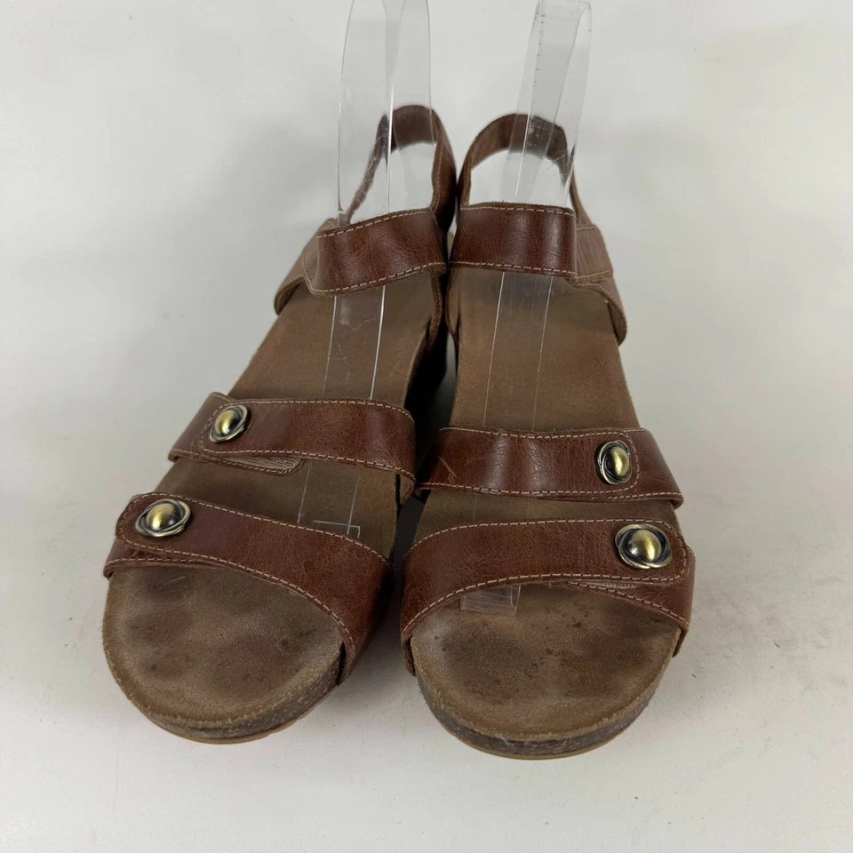 Sandalias Dansko Savannah con tiras para mujer 8,5 cuero marrón correa al tobillo cuña Foto 4 de 4
