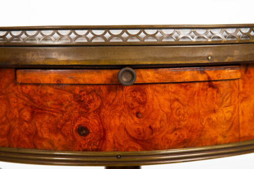 French Charles X Antique Burlwood Marble Drum Top Side or End Table - Picture 12 of 19