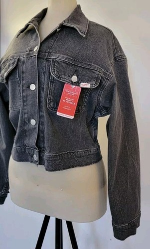 NEW Sz M Levi Strauss Women's Relaxed Charcoal Denim '95 Trucker Jean Jacket - Picture 5 of 21