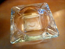 VINTAGE CIGAR ASHTRAY 6” SQUARE CLEAR GLASS ANCHOR HOCKING  MAD MEN MANCAVE