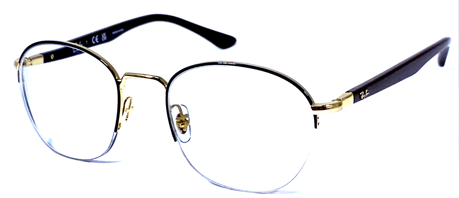 RAY-BAN RB6487 2905 Dark Brown/Gold Half Rimless Eyeglasses Frame 50-20-145