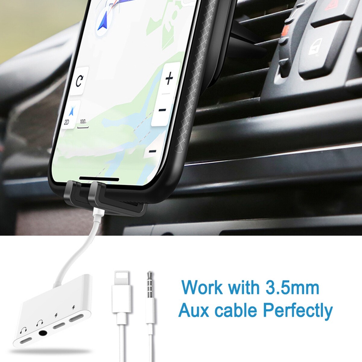 USB Headphone Adaptor + Charger Port for iPhone 12/X/Xs Max/8/8 Plus