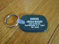 Plattsburgh NY Key Ring Durocher Lincoln Mercury Keychain Vintage FREE SHIP